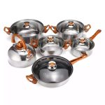 12 piece kitchen cooking pots set non-stick fry pan stainless steel cookware set