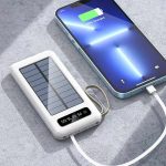 One For Four Wires Mobile Phone Solar Energy Power Bank 20000mAh High Capacity Led Torch Portable Solar Power Bank