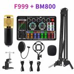 F999 + BM800 USB Audio Mixer Live Sound Card Streaming Rechargeable Computer Voice Changer Music DJ Party Effects , VLOG , FB, TIKTOK LIVES